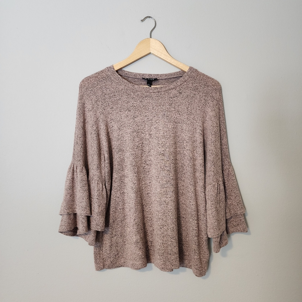 A. Byer Heather Blush color 3/4 length bell sleeve top Size Large